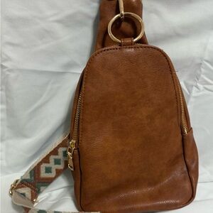 Brown faux leather Sling Bag
